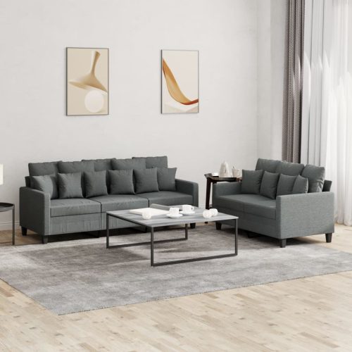 2-dijelni set sofa s jastucima tamnosivi od tkanine