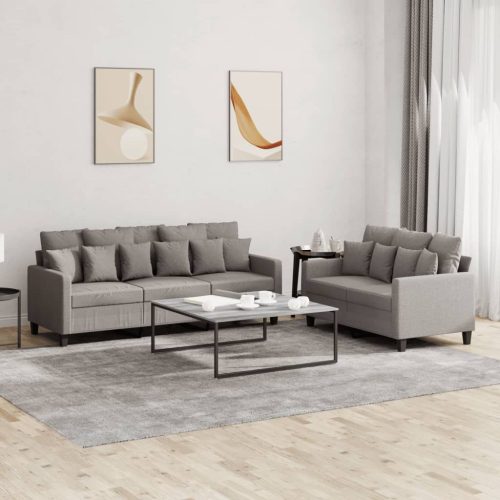 2-dijelni set sofa s jastucima smeđesivi od tkanine