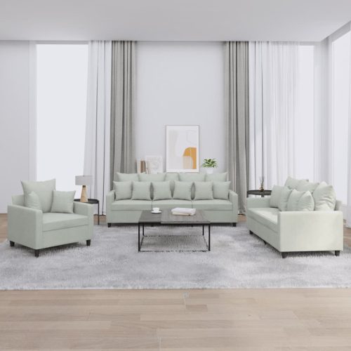 3-dijelni set sofa s jastucima svjetlosivi baršunasti