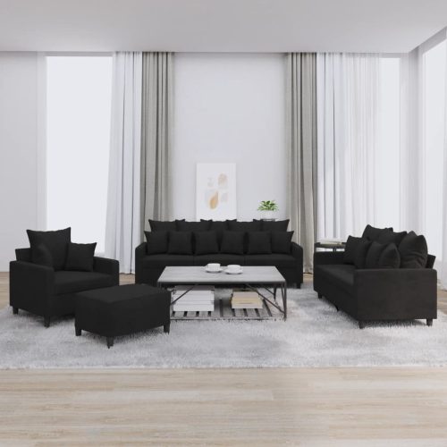 4-dijelni set sofa s jastucima crni baršunasti