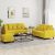 3-dijelni set sofa s jastucima žuti baršunasti