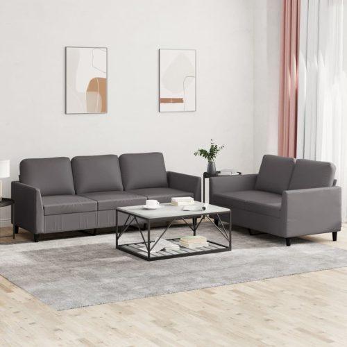 2-dijelni set sofa s jastucima sivi od umjetne kože