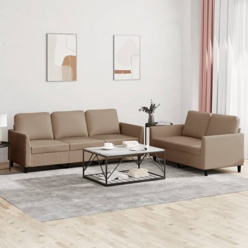 2-dijelni set sofa s jastucima boja cappuccina od umjetne kože