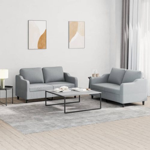 2-dijelni set sofa s jastucima svjetlosivi od tkanine