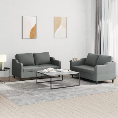 2-dijelni set sofa s jastucima tamnosivi od tkanine