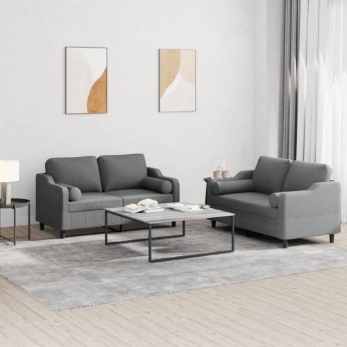 2-dijelni set sofa s jastucima tamnosivi od tkanine