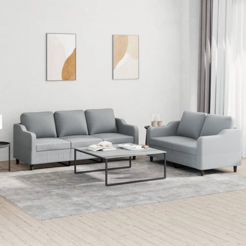 2-dijelni set sofa s jastucima svjetlosivi od tkanine