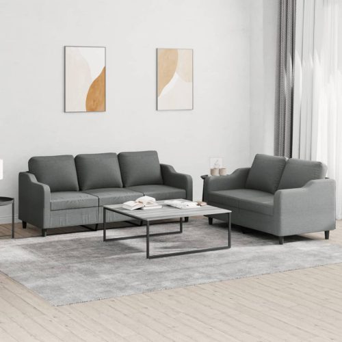 2-dijelni set sofa s jastucima tamnosivi od tkanine