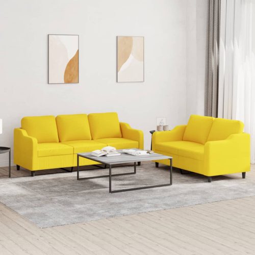 2-dijelni set sofa s jastucima svjetložuti od tkanine