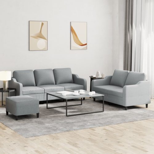 3-dijelni set sofa s jastucima svjetlosivi od tkanine