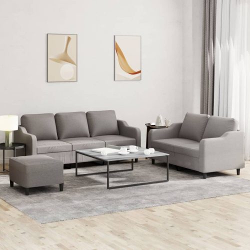3-dijelni set sofa s jastucima smeđesivi od tkanine