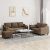 3-dijelni set sofa s jastucima smeđi od tkanine