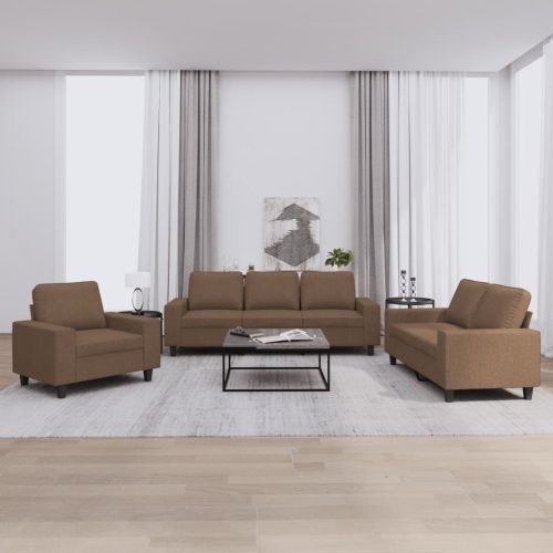 3-dijelni set sofa smeđi od tkanine