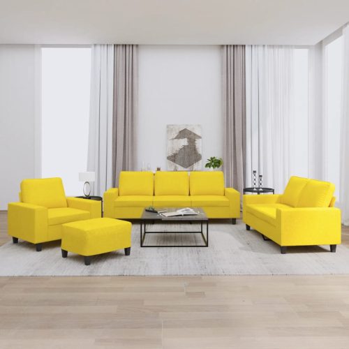 4-dijelni set sofa svjetložuti od tkanine