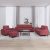 4-dijelni set sofa crvena boja vina od tkanine