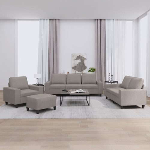 4-dijelni set sofa smeđesivi od tkanine