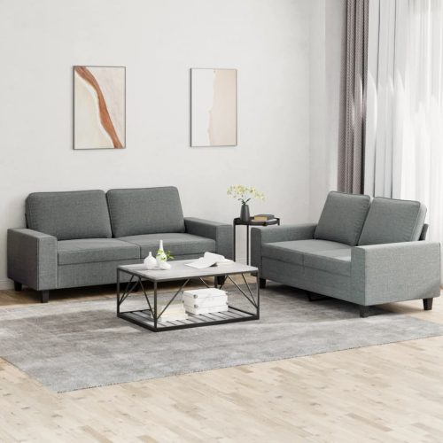 2-dijelni set sofa tamnosivi od tkanine