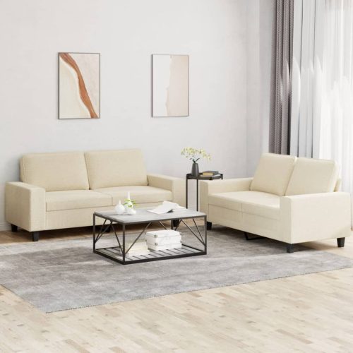 2-dijelni set sofa krem od tkanine