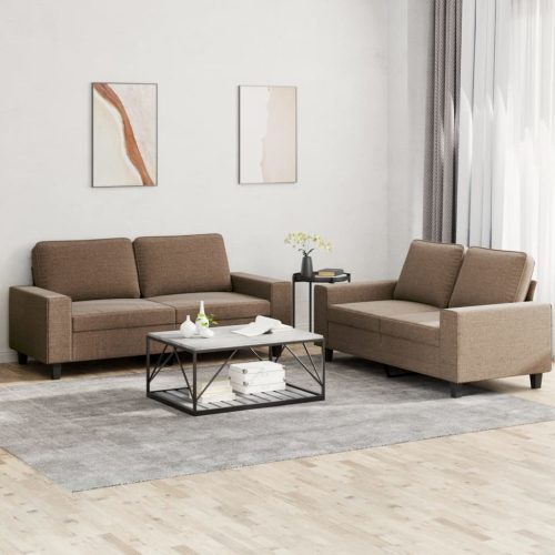 2-dijelni set sofa smeđi od tkanine