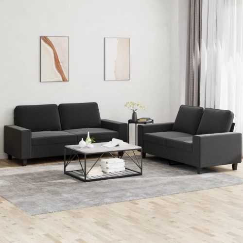 2-dijelni set sofa crni od tkanine