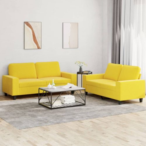 2-dijelni set sofa svjetložuti od tkanine