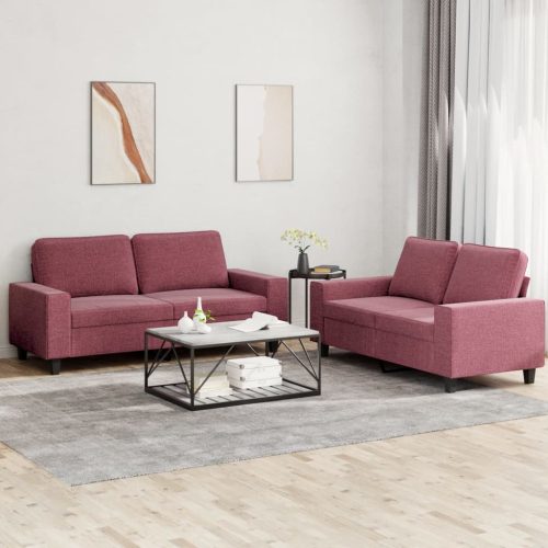 2-dijelni set sofa crvena boja vina od tkanine