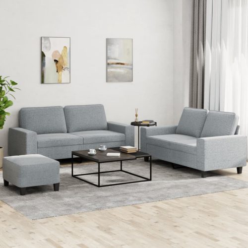 3-dijelni set sofa svjetlosivi od tkanine