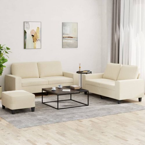 3-dijelni set sofa krem od mikrovlakana