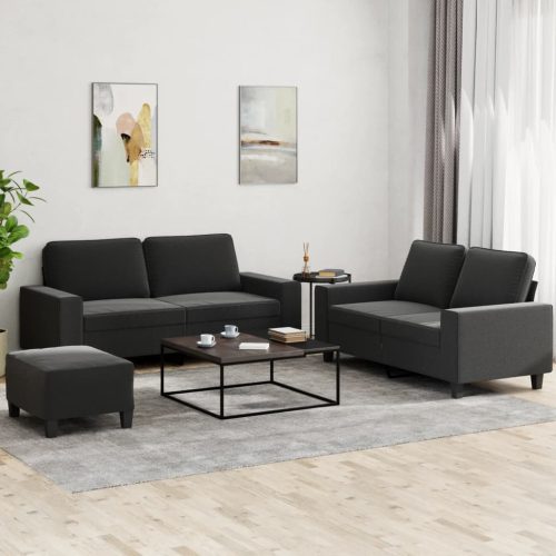 3-dijelni set sofa crni od tkanine