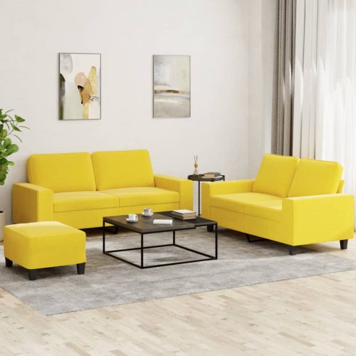 3-dijelni set sofa svjetložuti od tkanine