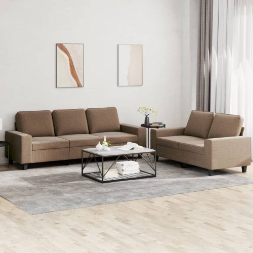 2-dijelni set sofa smeđi od tkanine