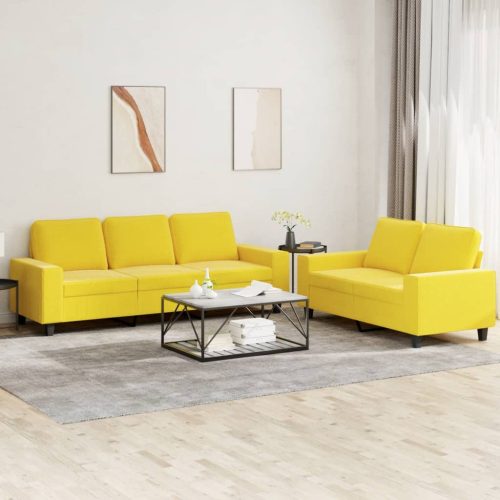 2-dijelni set sofa svjetložuti od tkanine