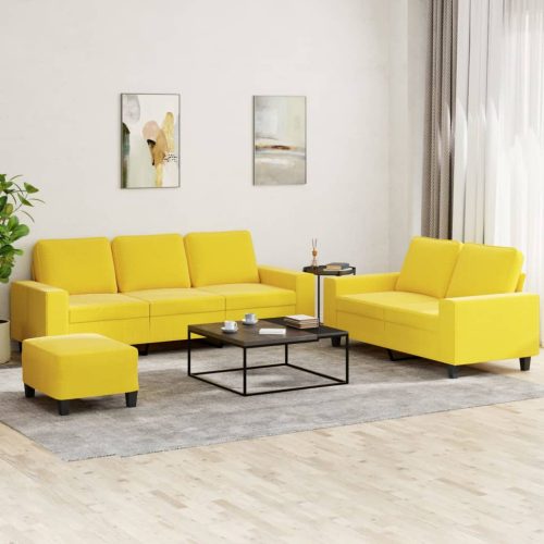 3-dijelni set sofa svjetložuti od tkanine