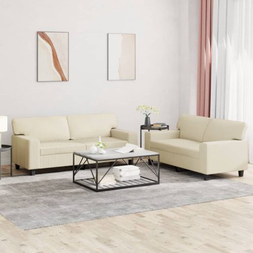 2-dijelni set sofa krem od umjetne kože