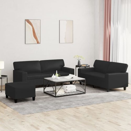 3-dijelni set sofa crna od umjetne kože