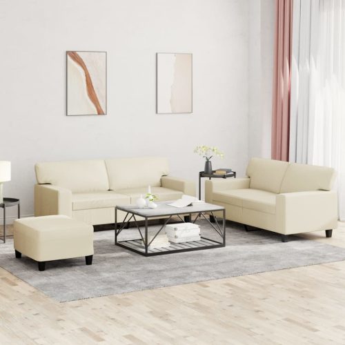 3-dijelni set sofa krem od umjetne kože