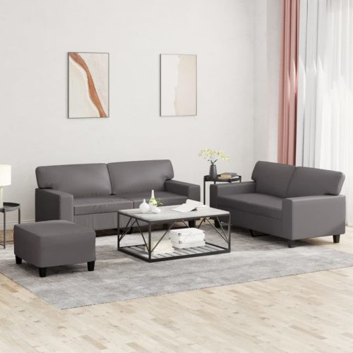 3-dijelni set sofa sivi od umjetne kože