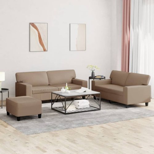 3-dijelni set sofa boja cappuccina od umjetne kože