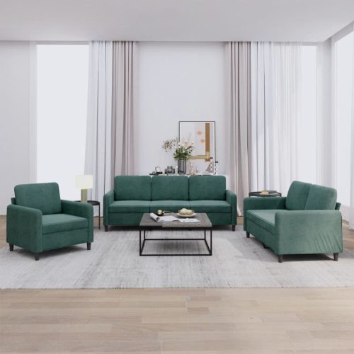 3-dijelni set sofa tamnozeleni baršunasti