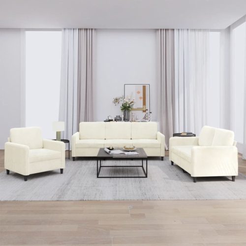 3-dijelni set sofa krem baršunasti