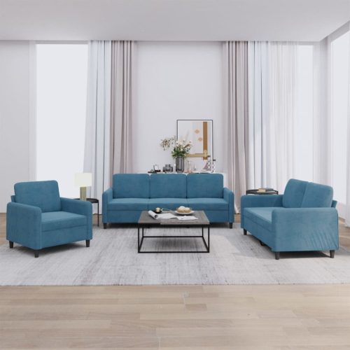 3-dijelni set sofa plavi baršunasti