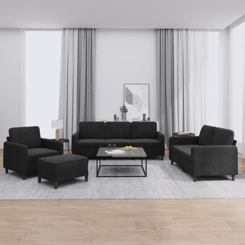 4-dijelni set sofa crni baršunasti