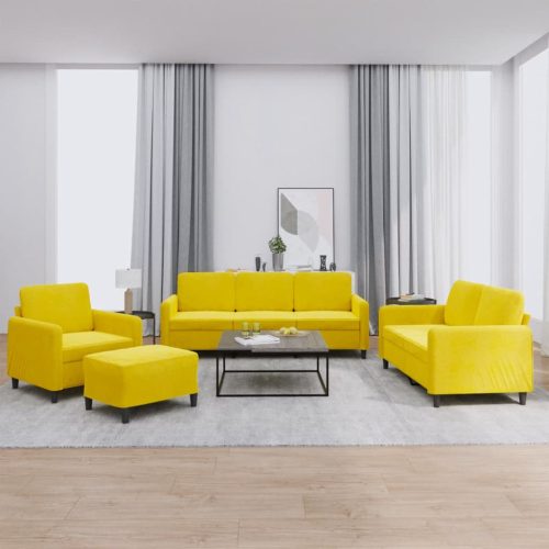 4-dijelni set sofa s žuti baršunast