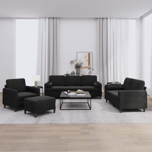 4-dijelni set sofa s jastucima crni baršunasti