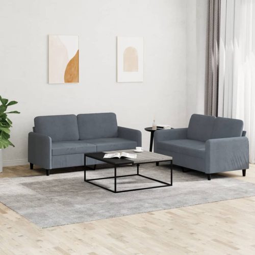 2-dijelni set sofa tamnosivi baršunasti