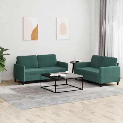 2-dijelni set sofa tamnozeleni baršunasti