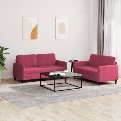 2-dijelni set sofa crvena boja vina baršunasti