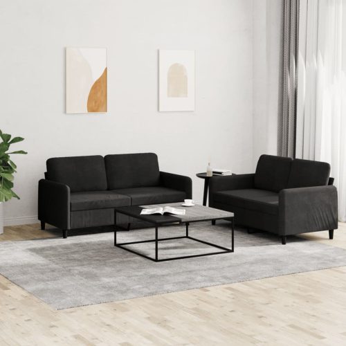 2-dijelni set sofa crni baršunasti