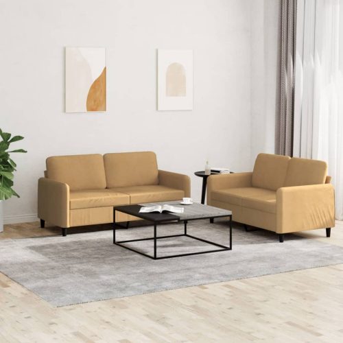 2-dijelni set sofa smeđi baršunasti