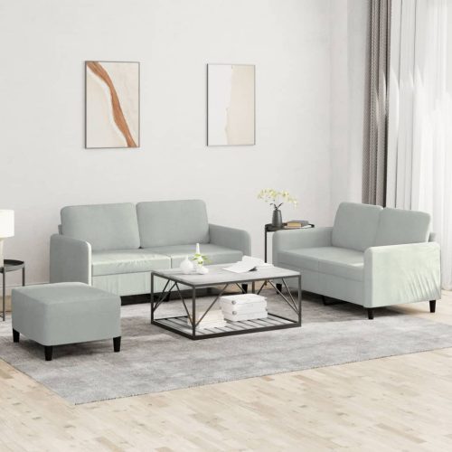 3-dijelni set sofa svjetlosivi baršunasti